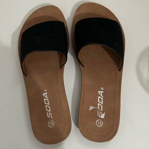 Black Slip-On Sandals